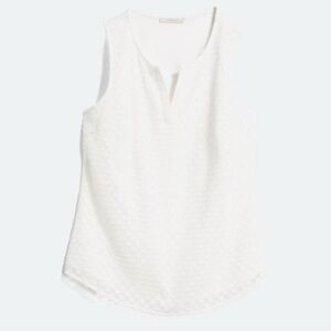 41 HAWTHORN Ezide Polka Dot Textured Mixed Material Tank Top Shirt - White - S